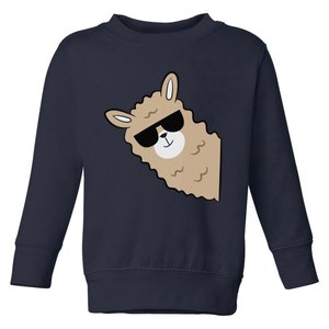 Cute Llama Alpaca With Sunglasses Funny Llama Toddler Sweatshirt