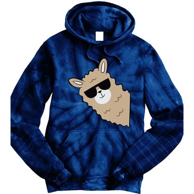 Cute Llama Alpaca With Sunglasses Funny Llama Tie Dye Hoodie