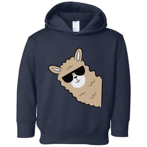 Cute Llama Alpaca With Sunglasses Funny Llama Toddler Hoodie