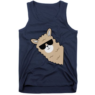 Cute Llama Alpaca With Sunglasses Funny Llama Tank Top