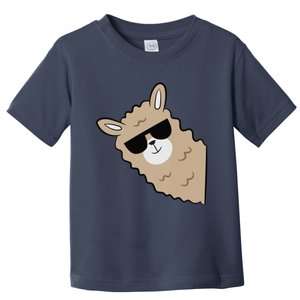 Cute Llama Alpaca With Sunglasses Funny Llama Toddler T-Shirt