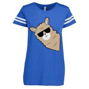 Cute Llama Alpaca With Sunglasses Funny Llama Enza Ladies Jersey Football T-Shirt