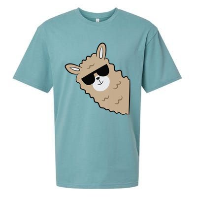 Cute Llama Alpaca With Sunglasses Funny Llama Sueded Cloud Jersey T-Shirt