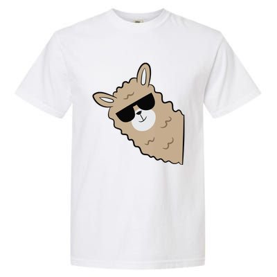 Cute Llama Alpaca With Sunglasses Funny Llama Garment-Dyed Heavyweight T-Shirt