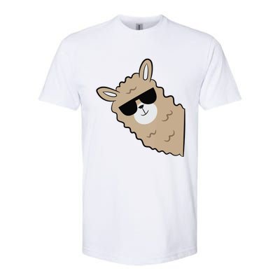 Cute Llama Alpaca With Sunglasses Funny Llama Softstyle CVC T-Shirt