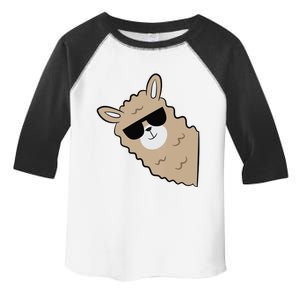 Cute Llama Alpaca With Sunglasses Funny Llama Toddler Fine Jersey T-Shirt