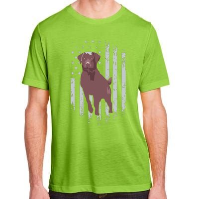 Chocolate Lab American Flag Brown Labrador Retriever Owner Adult ChromaSoft Performance T-Shirt