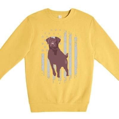 Chocolate Lab American Flag Brown Labrador Retriever Owner Premium Crewneck Sweatshirt