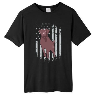 Chocolate Lab American Flag Brown Labrador Retriever Owner Tall Fusion ChromaSoft Performance T-Shirt