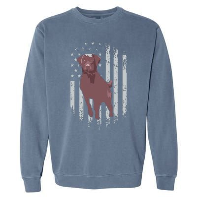 Chocolate Lab American Flag Brown Labrador Retriever Owner Garment-Dyed Sweatshirt