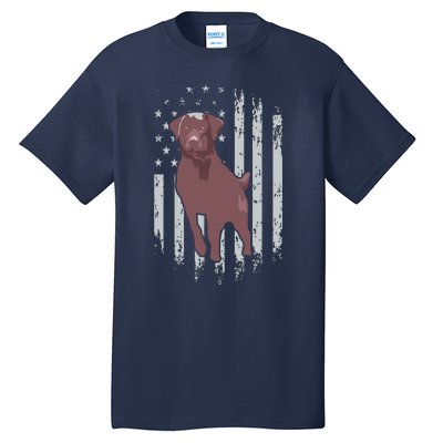 Chocolate Lab American Flag Brown Labrador Retriever Owner Tall T-Shirt