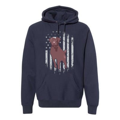 Chocolate Lab American Flag Brown Labrador Retriever Owner Premium Hoodie