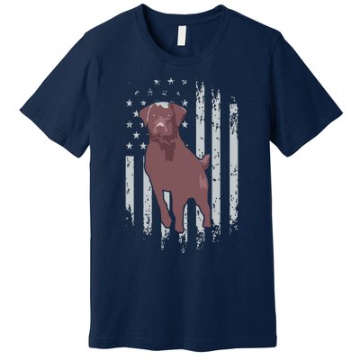 Chocolate Lab American Flag Brown Labrador Retriever Owner Premium T-Shirt