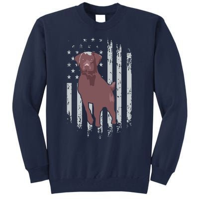 Chocolate Lab American Flag Brown Labrador Retriever Owner Tall Sweatshirt