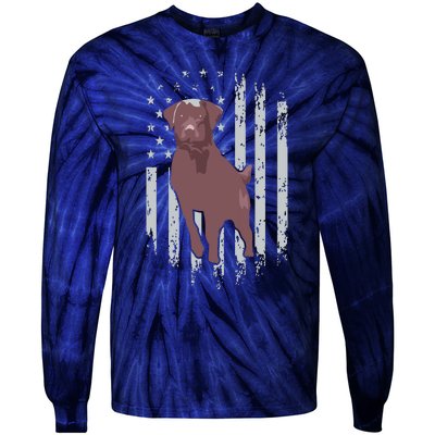 Chocolate Lab American Flag Brown Labrador Retriever Owner Tie-Dye Long Sleeve Shirt