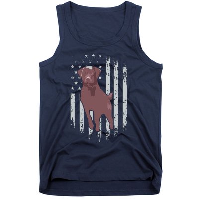 Chocolate Lab American Flag Brown Labrador Retriever Owner Tank Top