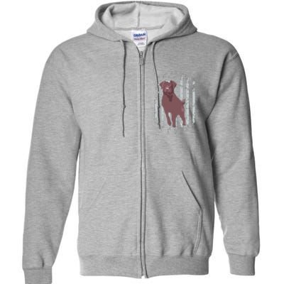 Chocolate Lab American Flag Brown Labrador Retriever Owner Full Zip Hoodie