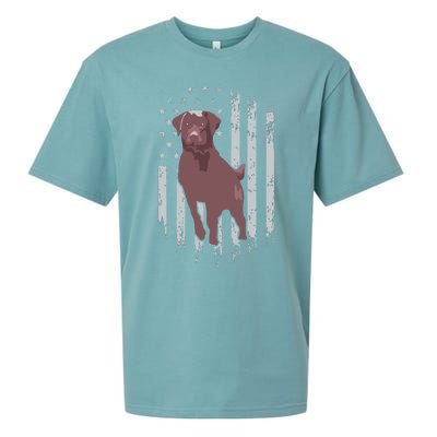 Chocolate Lab American Flag Brown Labrador Retriever Owner Sueded Cloud Jersey T-Shirt