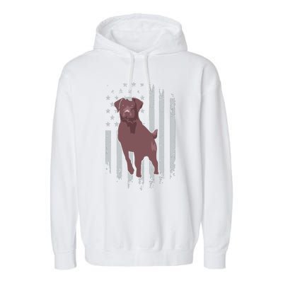 Chocolate Lab American Flag Brown Labrador Retriever Owner Garment-Dyed Fleece Hoodie