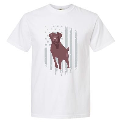 Chocolate Lab American Flag Brown Labrador Retriever Owner Garment-Dyed Heavyweight T-Shirt