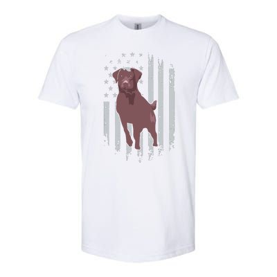 Chocolate Lab American Flag Brown Labrador Retriever Owner Softstyle CVC T-Shirt