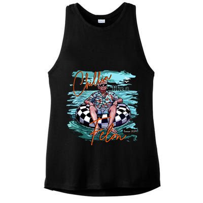 Chillin Like A Felon Trump For President 2024 Retro Summer Ladies PosiCharge Tri-Blend Wicking Tank