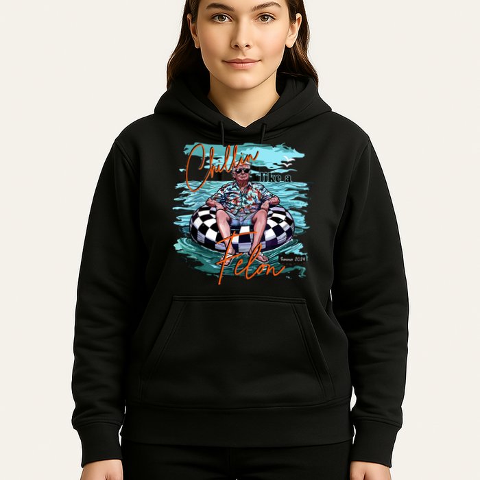 Chillin Like A Felon Trump For President 2024 Retro Summer Hoodie