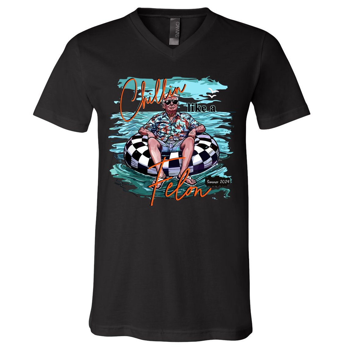 Chillin Like A Felon Trump For President 2024 Retro Summer V-Neck T-Shirt