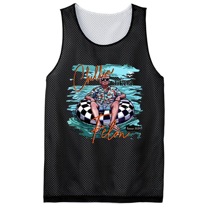 Chillin Like A Felon Trump For President 2024 Retro Summer Mesh Reversible Basketball Jersey Tank