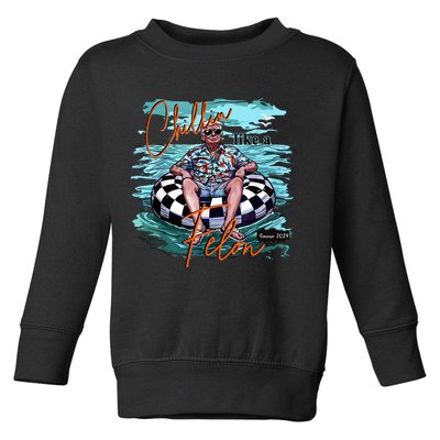 Chillin Like A Felon Trump For President 2024 Retro Summer Toddler Sweatshirt
