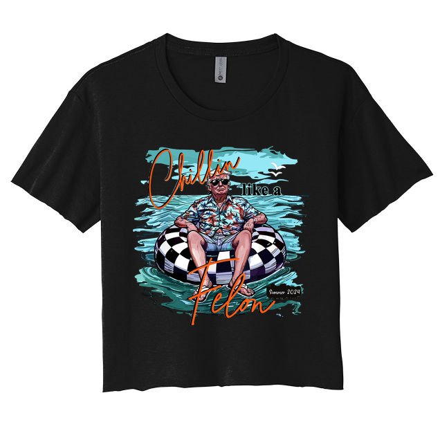 Chillin Like A Felon Trump For President 2024 Retro Summer Crop Top