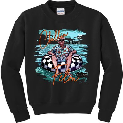 Chillin Like A Felon Trump For President 2024 Retro Summer Kids Sweatshirt
