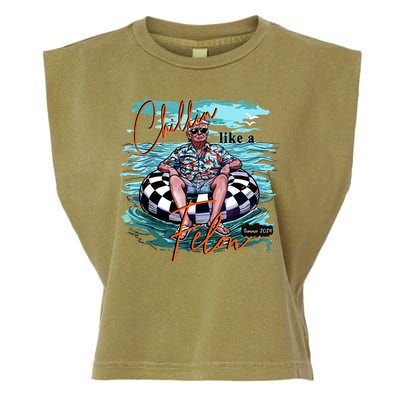 Chillin Like A Felon Trump For President 2024 Retro Summer Garment-Dyed Women's Muscle Tee
