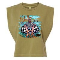 Chillin Like A Felon Trump For President 2024 Retro Summer Garment-Dyed Women's Muscle Tee