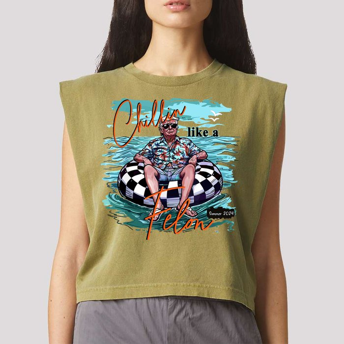 Chillin Like A Felon Trump For President 2024 Retro Summer Garment-Dyed Women's Muscle Tee