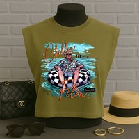 Chillin Like A Felon Trump For President 2024 Retro Summer Garment-Dyed Women's Muscle Tee