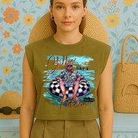 Chillin Like A Felon Trump For President 2024 Retro Summer Garment-Dyed Women's Muscle Tee