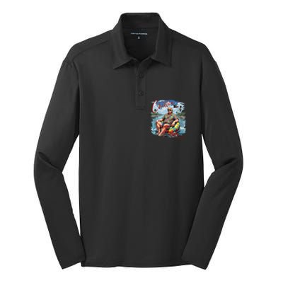 Chillin Like A Felon Trump For President 2024 Retro Summer Silk Touch Performance Long Sleeve Polo