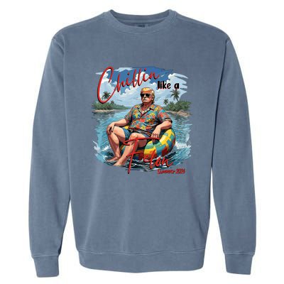 Chillin Like A Felon Trump For President 2024 Retro Summer Garment-Dyed Sweatshirt