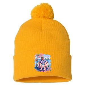 Chillin Like A Felon Summer 2024 Funny Trump 2024 Pom Pom 12in Knit Beanie