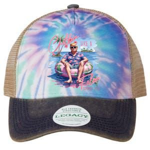 Chillin Like A Felon Summer 2024 Funny Trump 2024 Legacy Tie Dye Trucker Hat