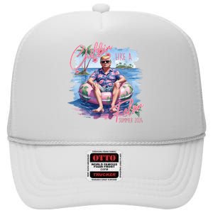 Chillin Like A Felon Summer 2024 Funny Trump 2024 High Crown Mesh Back Trucker Hat