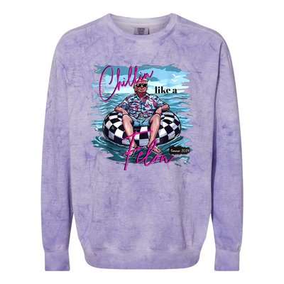 Chillin Like A Felon Summer Funny 2024 Colorblast Crewneck Sweatshirt