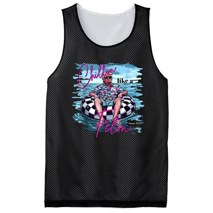 Chillin Like A Felon Summer Funny 2024 Mesh Reversible Basketball Jersey Tank