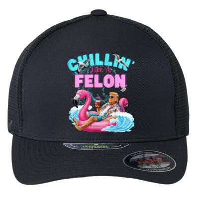 Chillin Like A Felon Summer Retro Pool Flexfit Unipanel Trucker Cap