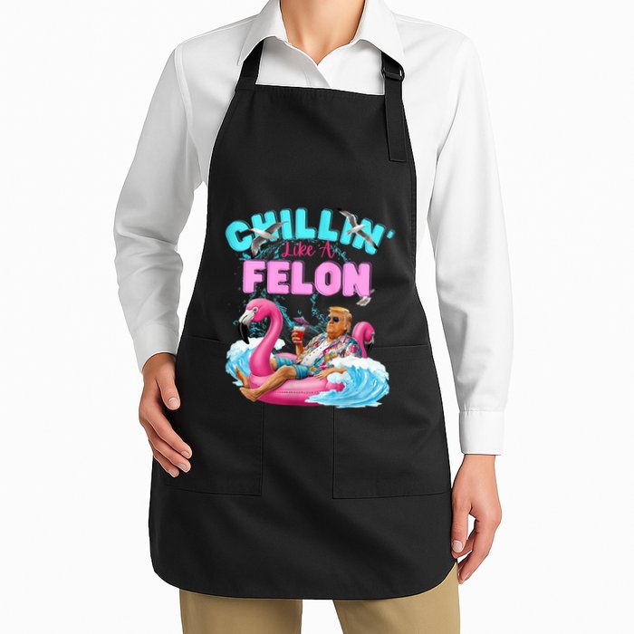 Chillin Like A Felon Summer Retro Pool Full-Length Apron With Pockets