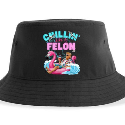 Chillin Like A Felon Summer Retro Pool Sustainable Bucket Hat