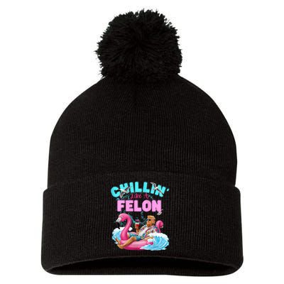 Chillin Like A Felon Summer Retro Pool Pom Pom 12in Knit Beanie