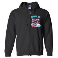 Chillin Like A Felon Summer Retro Pool Full Zip Hoodie