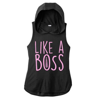 Cute Like A Boss Ladies PosiCharge Tri-Blend Wicking Draft Hoodie Tank